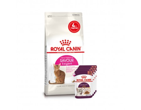 Акція // Сухий корм для котів ROYAL CANIN EXIGENT SAVOUR 2кг + 4 паучі в подарунок