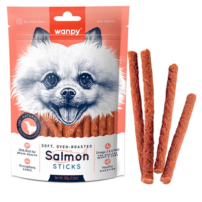 Wanpy Salmon Sticks ВАНПІ ПАЛИЧКИ З ЛОСОСЕМ лакомство для собак, 0.1 кг