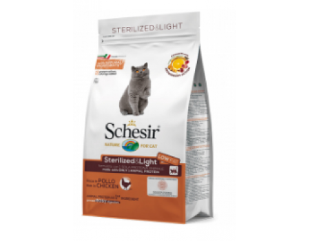 Schesir Cat Sterilized & Light ШЕЗИР СТЕРИЛИЗОВАННЫЕ ЛАЙТ КУРИЦА сухой монопротеиновый корм для стерилизованных кошек и кастрированных котов, для котов склонных к полноте,  10 кг , 