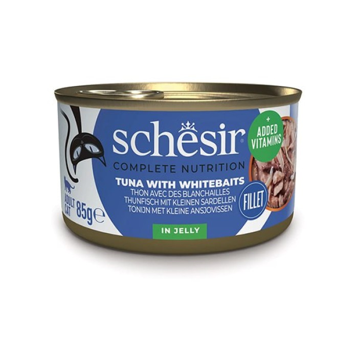 Влажный корм Schesir Tuna Whitebait, натуральные консервы для кошек, тунец с мальками, 85 г 