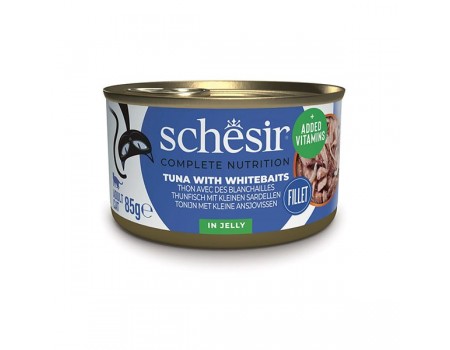 Влажный корм Schesir Tuna Whitebait, натуральные консервы для кошек, тунец с мальками, 85 г 