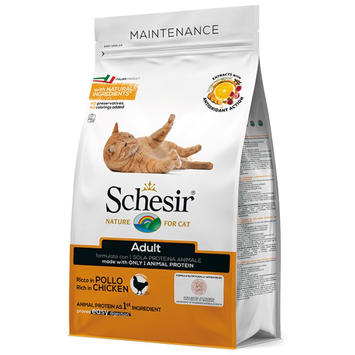 Schesir Cat Adult Chicken ШЕЗИР ВЗРОСЛЫЙ КУРИЦА сухой монопротеиновый суперпремиум корм для котов,  10 кг , 