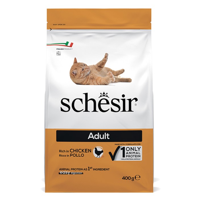 Schesir Cat Adult Chicken ШЕЗИР ВЗРОСЛЫЙ КУРИЦА сухой монопротеиновый суперпремиум корм для котов,  0,4 кг , 