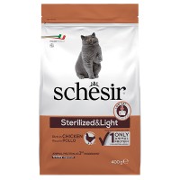 Сухий монопротеїновий корм Schesir Cat Sterilized & Light, для стерилізованих кішок, для кішок схильних до повноти, курка, 400 г