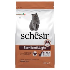 Сухий монопротеїновий корм Schesir Cat Sterilized & Light, для стерилізованих кішок, для кішок схильних до повноти, курка, 400 г