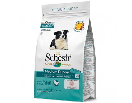 Schesir Dog Medium Puppy ШЕЗИР ЩЕНОК СРЕДНИХ КУРИЦА сухой монопротеиновый суперпремиум корм для щенков средних пород,  3 кг , 