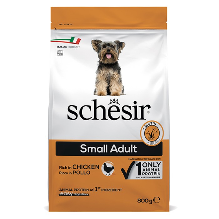 Schesir Dog Small Adult Chicken ШЕЗІР ДОРОСЛИЙ МАЛИХ КУРКА сухий монопротеїновий корм для собак малих порід, 0,8 кг,