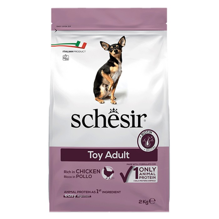 Schesir Dog Toy Adult ШЕЗИР ДОРОСЛИЙ ТІЙ КУРИЦЯ сухий монопротеїновий суперпреміум корм для собак міні порід, 2 кг