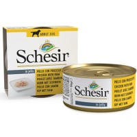 Schesir Chicken Ham ШЕЗИР ФІЛЕ КУРИЦІ C ШКІРКОЮ натуральні консерви для собак, вологий корм куряче філе з шинкою в желе, банку 150 г