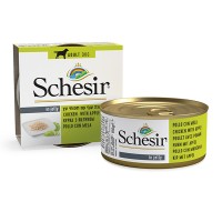 Schesir Chicken Apple ШЕЗИР КУРИЦА С ЯБЛОКОМ натуральные консервы для собак, влажный корм филе курицы с яблоком в желе, банка 150 г , 