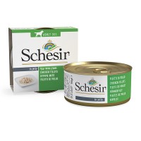 Schesir Chicken Fillet ШЕЗИР ФИЛЕ КУРИЦЫ натуральные консервы для собак, влажный корм куриное филе в желе, банка 150 г , 