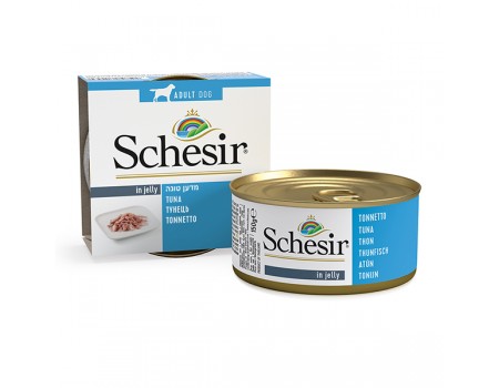 Schesir Tuna ШЕЗИР ТУНЕЦЬ натуральні консерви для собак, вологий корм тунець в желе, банку 150 г 0,15 кг.