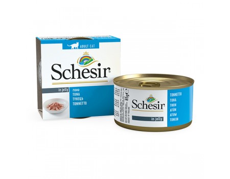 Schesir Tuna ШЕЗИР ТУНЕЦЬ натуральні консерви для котів, вологий корм тунець в желе, банку 85 г Вага: 0.085 кг.