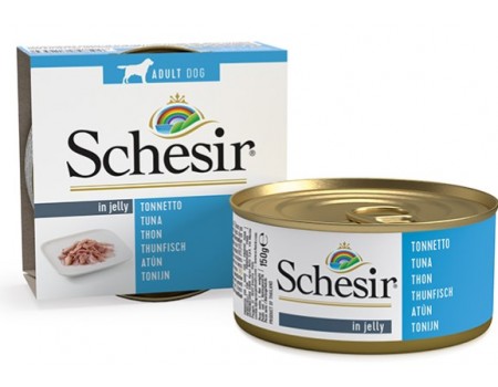 Schesir Tuna ШЕЗИР ТУНЕЦ натуральные консервы для собак, влажный корм тунец в желе, банка 150 г , 0.15 кг.