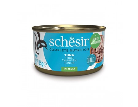 Schesir Tuna ШЕЗИР ТУНЕЦ натуральные консервы для кошек, влажный корм тунец в желе, банка 85 г , 0.085 кг.