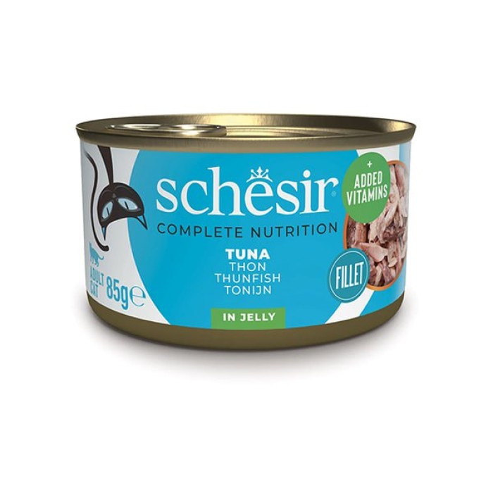 Schesir Tuna ШЕЗИР ТУНЕЦ натуральные консервы для кошек, влажный корм тунец в желе, банка 85 г , 0.085 кг.