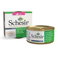 Schesir Chicken Aloe Puppy ШЕЗИР КУРИЦА С АЛОЭ натуральные консервы для щенков, влажный корм филе курицы с алоэ в желе, банка 150 г , 