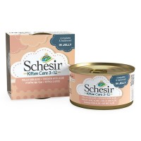 Schesir Chicken Aloe Kitten ШЕЗИР КУРКА З АЛОЕ натуральні консерви для кошенят, вологий корм філе курки з алое в желе, банку 85 г