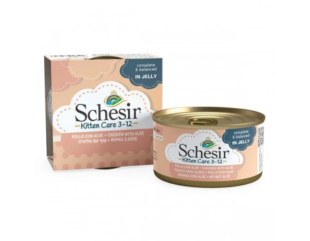 Schesir Chicken Aloe Kitten ШЕЗИР КУРИЦЯ З АЛОЕ натуральні консерви для кошенят, вологий корм філе курки з алое в желе, 85 г 0,085 кг.