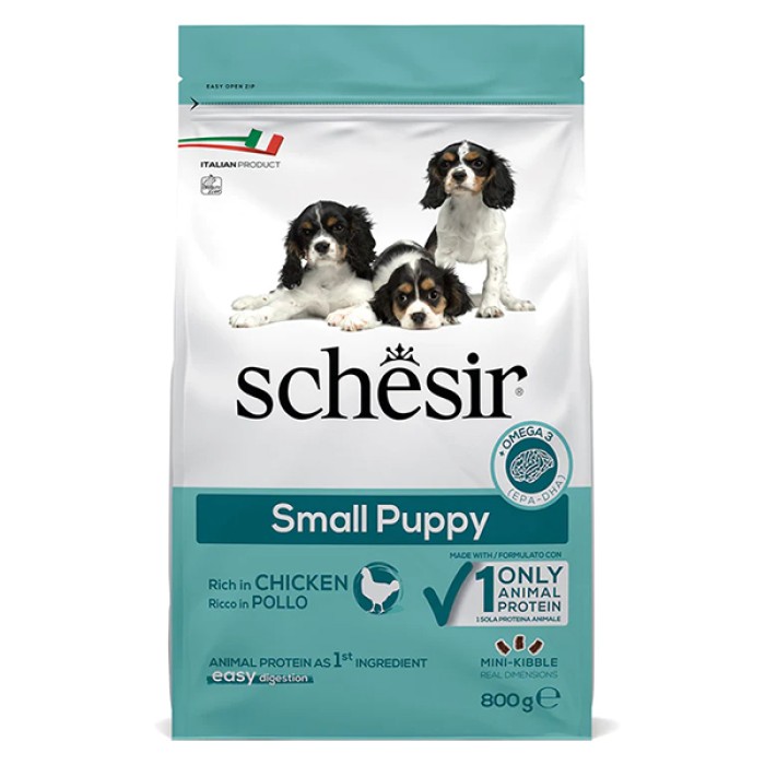 Schesir Dog Small Puppy ШЕЗИР ЩЕТА МАЛЫХ КУРКА сухой монопротеиновый корм для щенков мини и малых пород, 0.8 кг.