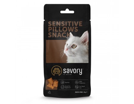 Хрумкі ласощі Savory Cats Snacks Pillows Sensitive для котів з чутливим травленням, 60 г