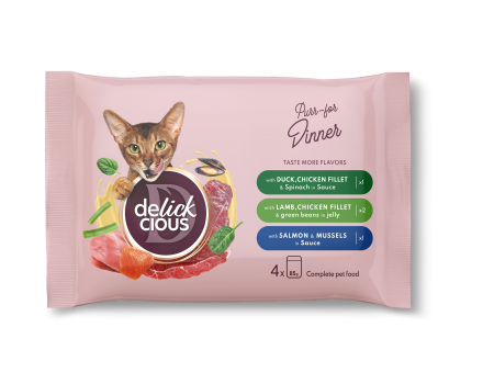 Набір №3 DELICKCIOUS вологий корм для дорослих котів, 0,34 кг