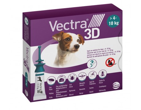 Ceva (Сева) VECTRA 3D (ВЕКТРА 3D) капли от блох и клещей для собак  4.1-10.0 кг ( 3 х 1,6мл)