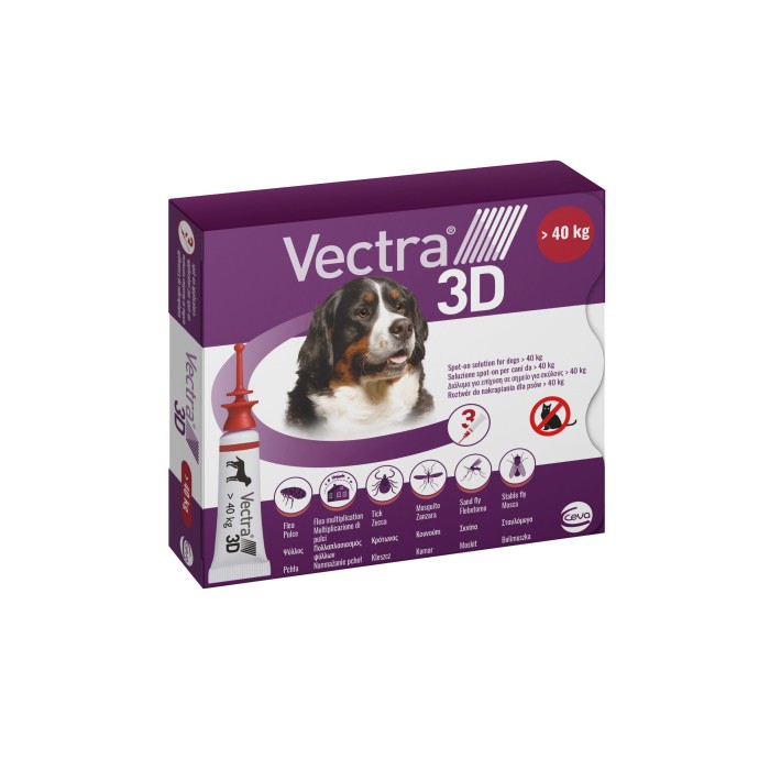 Ceva (Сева) VECTRA 3D (ВЕКТРА 3D) краплі від бліх та кліщів для собак 40.1- 65.0 кг (3х8,0мл)