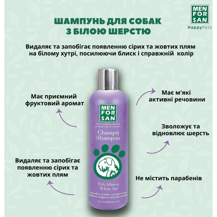 Menforsan Шампунь для собак с белой шерстью, 300мл