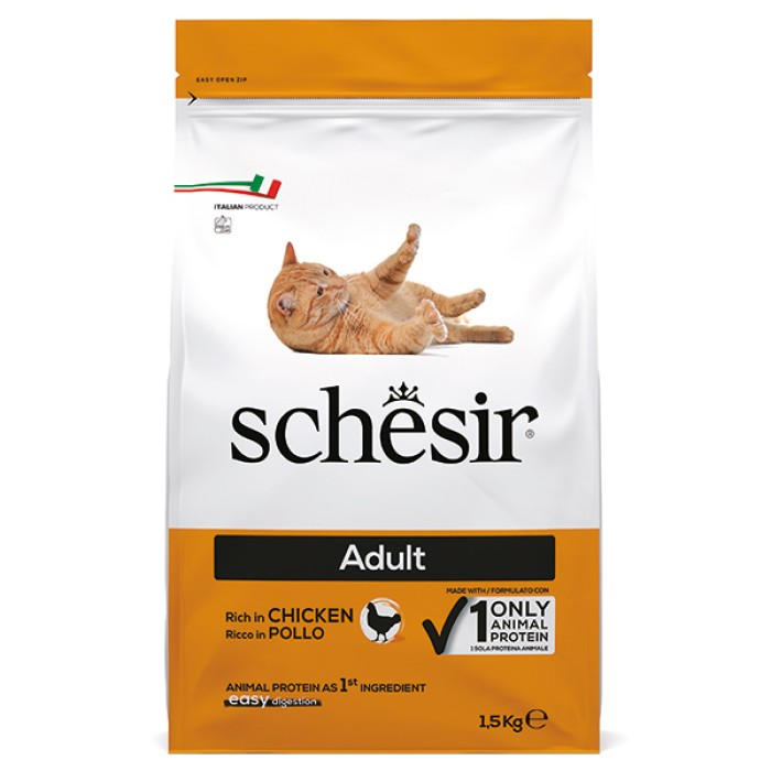Schesir Cat Adult Chicken ШЕЗИР ДОРОСЛИЙ КУРИЦЯ сухий монопротеїновий суперпреміум корм для котів, 1,5 кг