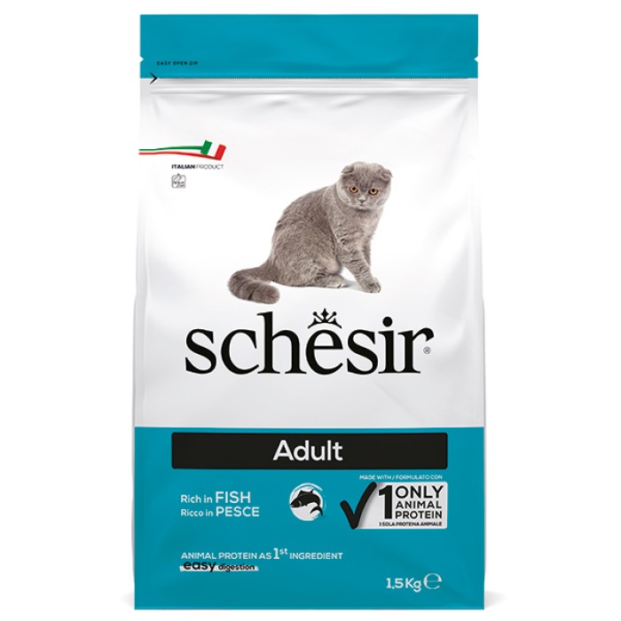 Schesir Cat Adult Fish ШЕЗИР ДОРОСЛИЙ РИБА сухий монопротеїновий корм для котів, 1,5 кг