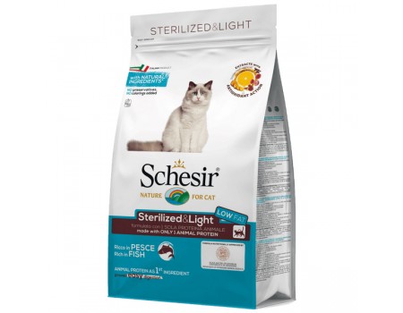 срок до 14.01.2023 // Schesir Cat Sterilized & Light ШЕЗИР СТЕРИЛИЗОВАННЫЕ ЛАЙТ РИБА 0.4 кг