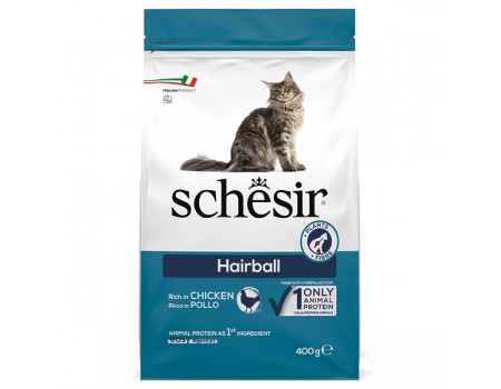 Schesir Cat Hairball ШЕЗИР ДЛЯ ВИВЕДЕННЯ ШЕРСТИ сухий монопротеїновий корм для котів з довгою вовною, 0,4 кг