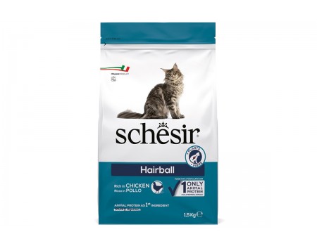 ***Schesir Cat Hairball ШЕЗІР ДЛЯ ВИВЕДЕННЯ ВОВНИ сухий  корм для котів з довгою вовною , 1.5 кг.(те