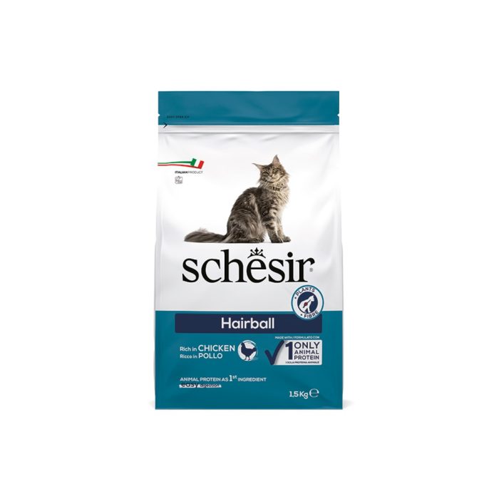 ***Schesir Cat Hairball ШЕЗІР ДЛЯ ВИВЕДЕННЯ ВОВНИ сухий  корм для котів з довгою вовною , 1.5 кг.(те