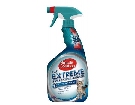 Рідкий засіб для видалення запахів та плям SIMPLE SOLUTION Extreme Cat stain and odor remover,концентрований, 945 мл