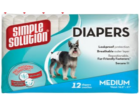 SIMPLE SOLUTION Disposable Diapers Medium  гигиенические подгузники для животных, 12 шт, M