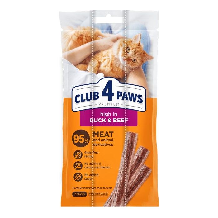 Мясная палочка Club 4 Paws (Клуб 4 лапы) Premium, со вкусом утки и говядины, 15 г