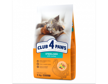 Club 4 Paws Premium "З індичкою" Корм для дорослих стерилізованих котів, 5 кг