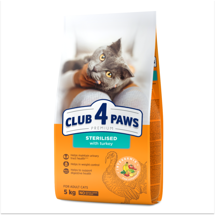 Club 4 Paws Premium "З індичкою" Корм для дорослих стерилізованих котів, 5 кг
