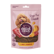 Сушеные снеки DELICKCIOUS для собак, с говядиной и тыквой, 80 г