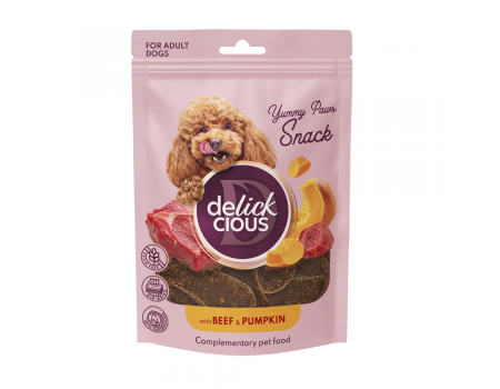 Сушені снекиDELICKCIOUS – з яловичиною і гарбузом для собак, 0,08 кг