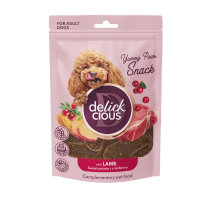 Сушеные снеки DELICKCIOUS для собак, с ягненком, бататом и клюквой, 80..