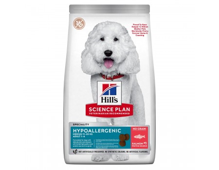 Беззерновий сухий корм для собак Hills SP Can Adult Hypoallergenic Md, лосось, 1,5 кг