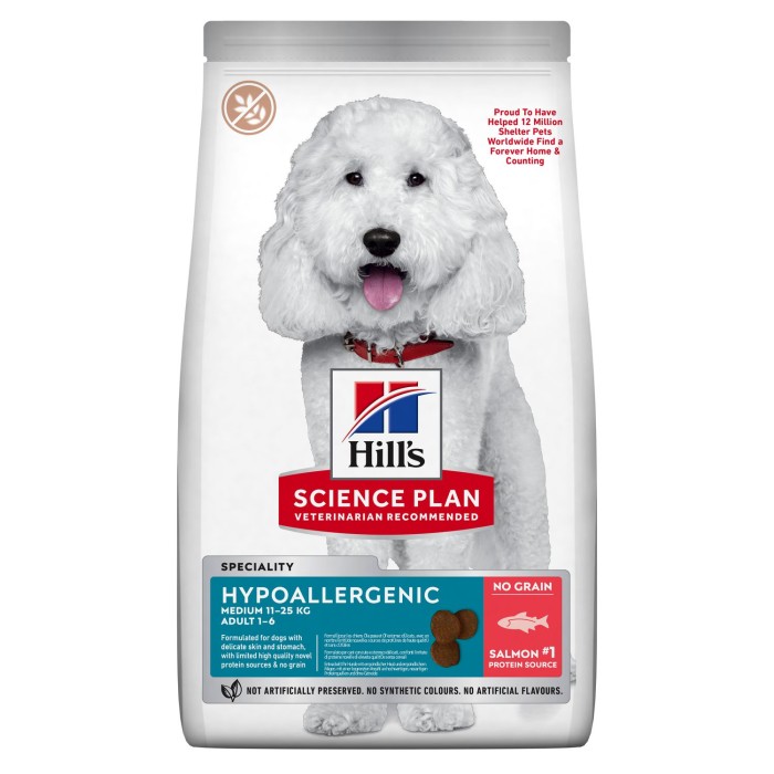 Беззерновий сухий корм для собак Hills SP Can Adult Hypoallergenic Md, лосось, 2,5 кг
