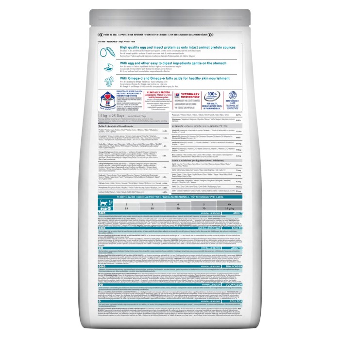 Беззерновой сухой корм кошек Hills Wet SP Feline Adult Hypoallergenic, белок яйца и насекомых, 1.5 кг
