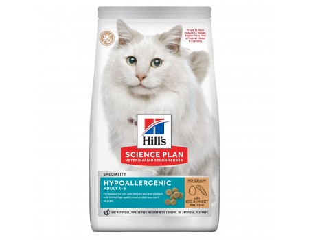 Беззерновий сухий корм для кішок Hills Wet SP Feline Adult Hypoallergenic, білок яйєць та комах, 1.5 кг