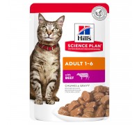 Вологий корм для котів Hills Wet SP Feline Adult, яловичина, пауч 85 г..