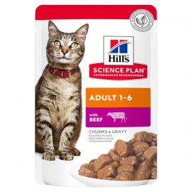 Вологий корм для котів Hills Wet SP Feline Adult, яловичина, пауч 85 г..