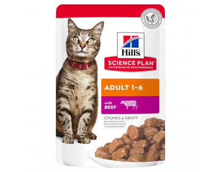 Вологий корм для котів Hills Wet SP Feline Adult, яловичина, пауч 85 г